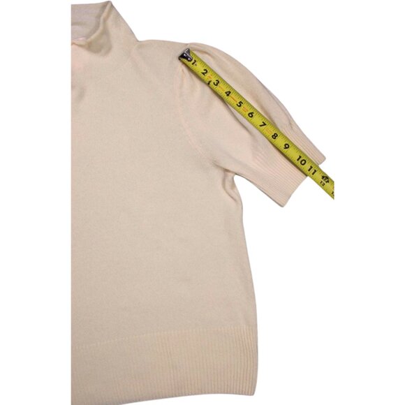 Cinq à Sept Tous Les Jours 100% Cashmere Puff Sleeve Mock Neck Sweater Size L - Picture 14 of 14